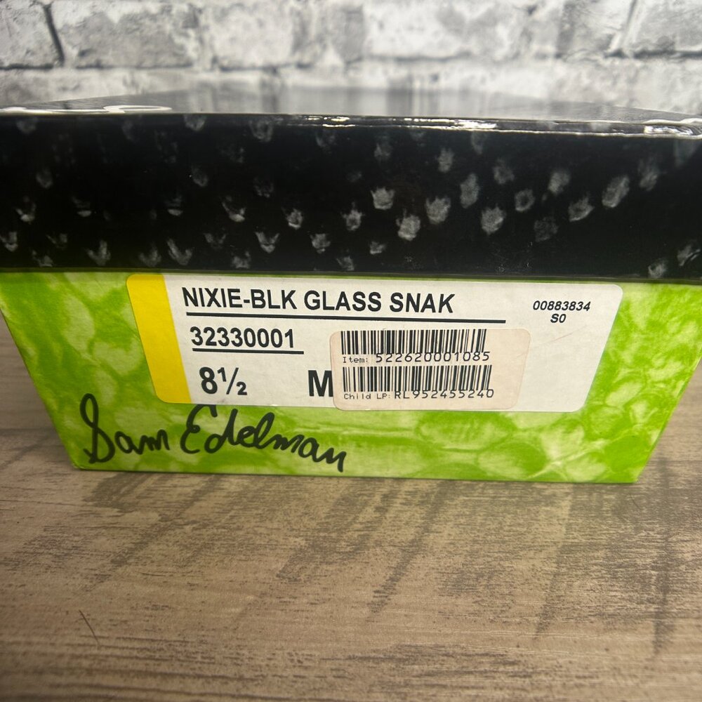 EUC Sam Edelmen Nixie Black Glass Snake Heels Size 8.5 IN BOX - Picture 15 of 16